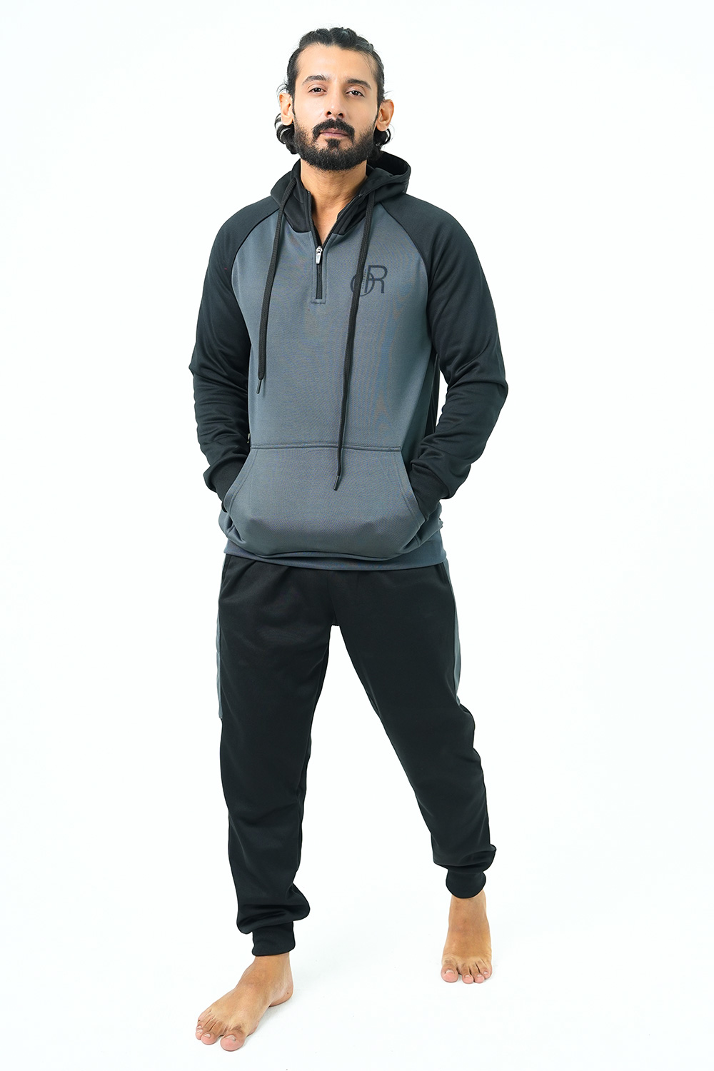 RAGLAN SLEEVE HALF ZIPPER HOODIE (MEN) | RO-108 | - RO-108